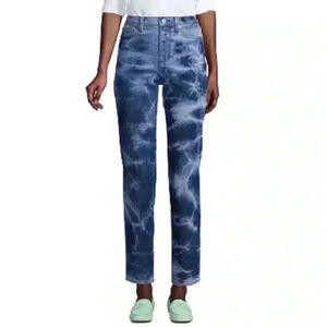 Lands End size 14 tie dye denim jeans . Straight leg high rise. EUC.